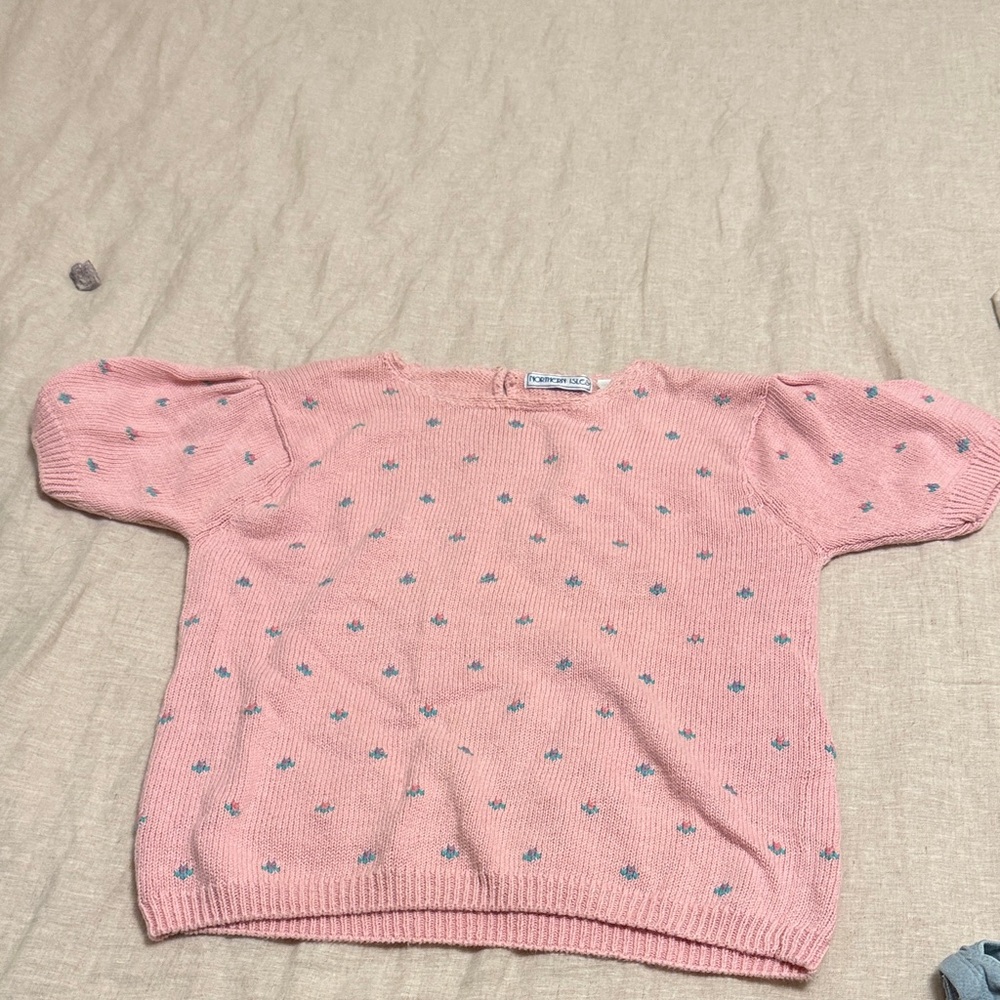 Vintage Pink and Blue Knit Sweater